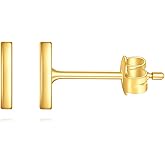 KECHO 14K Gold Bar Earrings Real Gold Dainty Stud Earrings Jewelry Gifts for Women