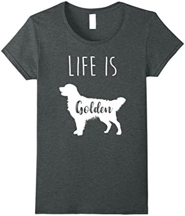 Womens Golden Retriever Life is Golden T Shirt Medium Dark Heather