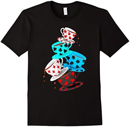 Men's Tea Cups Pyramid Food Alice Card Cartoon T-Shirt Medium Black