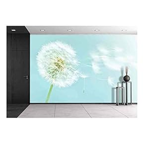 Dandelion on Blue Sky Background - Removable Wall Mural | Self-Adhesive Large Wallpaper - 66x96 inches