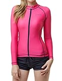Tesla TM-FSZ01-MGT_Medium Women's UPF 50+ Zip Front Long Sleeve Top Rashguard Swimsuit FSZ01