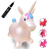 Runyuan Inflatable Jumping Unicorn for Kids Birthday Party-Ride-on Bouncy Animal Including Pump Hopper Toy-Gift for Children