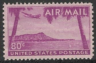 USA Collectible Stamps: C46 Air Mail. Diamond Head, Honolulu, Hawaii. Mint Hinged.