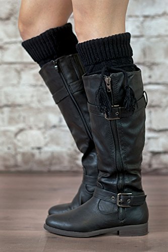Tie Boot Socks Women's Tall Alpine Boutique Socks Brand by Modern Boho Black - Thumbnail 2