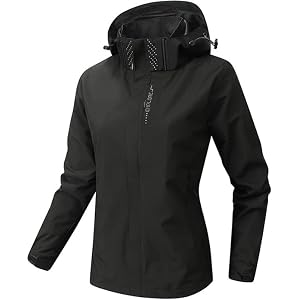 Women's Lightweight Breathable Windproof Jacket Waterproof Hooded Rain Outerwear for Outdoor Hiking Camping