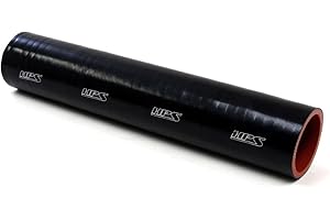 HPS 7/8" ID, 12" Length, Silicone Coupler Tube Hose, High Temp 4-Ply Reinforced, 100 Psi Max. Pressure, 350F Max. Temperature, ST-81099-BLK, Silicone, Black