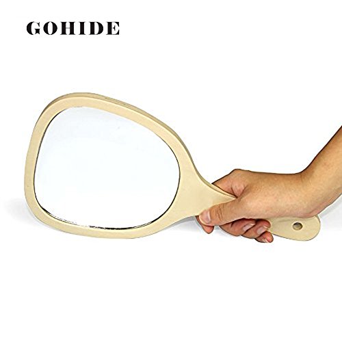 image for Gohide 1pcs European Style Handmade Wooden Handle Mirror Wood Frame Po
