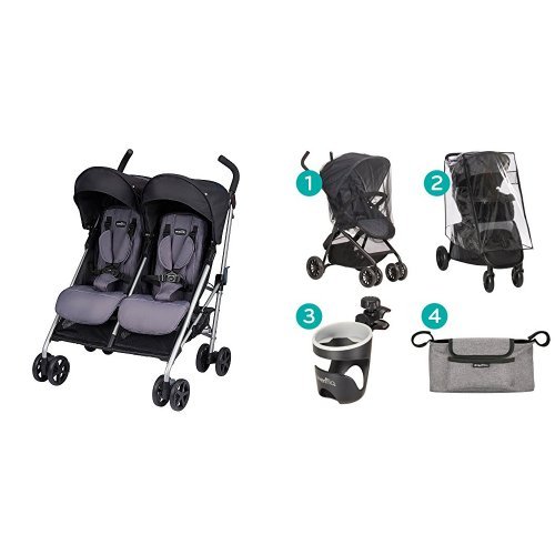 Evenflo Minno Twin Double Stroller, Glenbarr Grey with