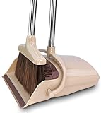 BELLEFORD Broom and Dustpan Set [2020] Stand Up Brush and Dust Pan Combo for Upright Cleaning - Remove Hair with Built-in Wisp Scraper - Kitchen, Outdoor, Hardwood Floor & Garage Tiles Clean Supplies