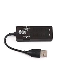 DROK - Multímetro digital USB 2.0, multifuncional, voltaje de capacidad, detector de corriente con dos puertos USB, pantalla LED, 7 modos