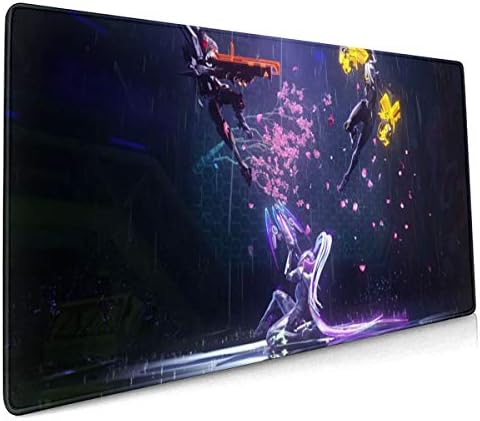 Mouse Pad Jhin & VI & Vayne Printed Premium-Textured Mouse Mat Non-Slip Rubber Base Mouse Mat for Gamer, Office & Home 15.8 X 35.5 X 0.12 Inch,Black