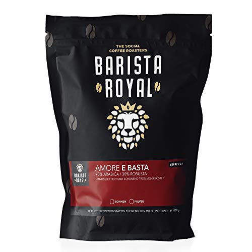 BARISTA ROYAL Espressobohnen 500g "Amore E Basta Espresso" | Frische Kaffeebohnen direkt gehandelt | 70% Arabica, 30% Robusta ganze Bohnen | Ideal für Vollautomat und Siebträger