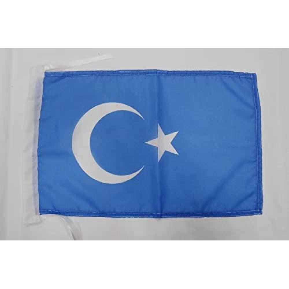AZ FLAG - East Turkestan Flag - 18'' x 12'' - 100% Polyester Chinese Turkistan Small Banner with Two Cords - Fade Resistant - Vivid Colors - 18x12 in - 45x30 Cm — image 1