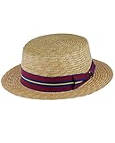NYFASHION101 Unisex Grosgrain Ribbon Straw Skimmer Boater Hat
