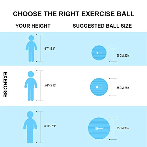 A AZURELIFE Professional Grade Exercise Ball, Anti-Burst&Non-Slip Stability Balance Ball with Quick Pump Included, Multiple Sizes&Colors, Perfect for Birthing, Yoga, Pilates, Desk Chairs&Therapy - Thumbnail 5