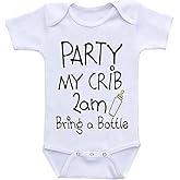 Party in My Crib 2am Letter Print Baby Universal Bodysuit Gift Bodysuits for Newborn White