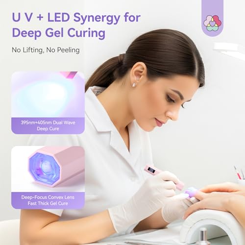 SAVILAND UV Nail Lamp, Flash Curing Nail Dryer with 2 Timers for Nail Art | LCD Display, Rechargeable Mini Gel Nail Lamp, Must‑Have for Nail Tech, Manicure & Pedicure Supplies, for Nail Salon Home Use