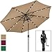 Best Choice Products 10ft Solar LED Market Patio Umbrella w/USB Charger, Detachable Portable Power Bank, Weather-Resistant Canopy, Easy Crank, Tilt Adjustment - Tan