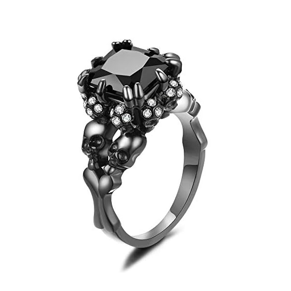XIEXIELA-Womens-Cubic-Zirconia-Skull-Stainless-Steel-Rings-Black-Claw-Gothic-Band-Cool-Party-Jewelry-White-CZ-Black-Size-5