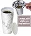 Ceramic Travel Mug with Lid. Double-Walled Insulated Cup comes with Deep Stainless Steel Tea Infuser and Bonus Silicone Top. Extra Tall Single Cup Perfectly Steeps Loose Leaf Tea … (Marble, 16 oz)