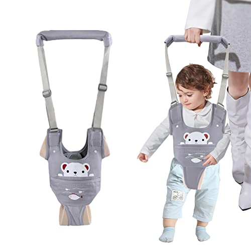 Huifen Baby Walking Harness, Handheld Kids Walker Helper with Detachable Crotch Adjustable Walker Harness Assistant Belt Baby Learning Walk Toddler Infant Walker 9-24 Months (Grey)