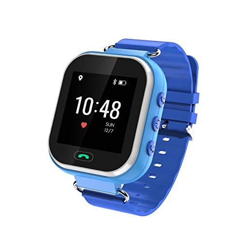 Wonbo Kid Smart Watch, GPS Phone Watch with SIM Slot SOS Call, Real-time Location Finder,Remote Monitor,Watch Remove Alert, Support Android & iOS (Blue)