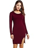 ANGVNS Women Long Sleeve Pencil Sheath Above Knee Split Sexy Dress