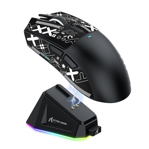 ATTACK SHARK X11 Gaming-Maus mit magnetischer Ladestation, PixArt PAW3311, BT/2.4G kabellos/kabelgebunden, 22000 DPI für Win11/Xbox/PS/Mac (schwarz)
