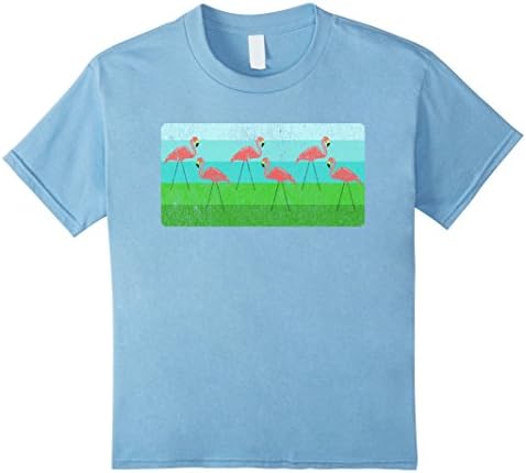 Kids Retro Flamingos Plastic Pink Lawn Yard Ornaments T-Shirt 8 Baby Blue