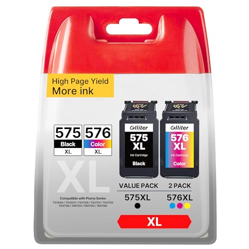 druckerpatronen 575 576 Kompatible PG-575XL CL-576XL für Canon 575 XL 576 XL für Canon PIXMA TR4755i TS3750i TS3550i TR4750i TS3751i TR4756i TR4700 TS3500 TR4751i TS3752i (1 Schwarz, 1 Farbe)
