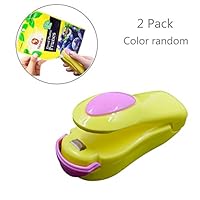LiXiongBao 2 Pack Mini Portable Handheld Heat Vacuum Sealer Bag Sealer Mini Sealing Machine Hand Pressure Heat Sealing Machine Handheld Plastic Bag Sealer Mini Food Sealer for Plastic Bags Food Saver Storage (Random Color)