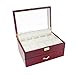 Caddy Bay Collection Rosewood Finish Watch Case Display Storage Watch Box Chest with Glass Clear Viewing Top Holds 20 Watches