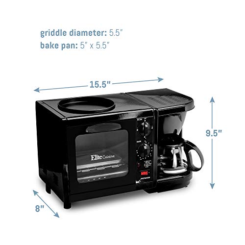 Elite Cuisine EBK-200B Maxi-Matic 3-in-1 Multifunction Breakfast Center, Black