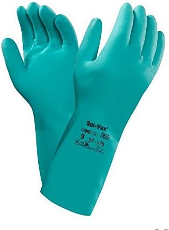 Ansell 37-675 SolVex Nitrile Chemical Resistant Gloves XL 12 Pair Pack Green