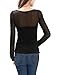 Allegra K Women Long Sleeve Slim Fit See Through Mesh Tops T-Shirts, Medium / US 10, Black