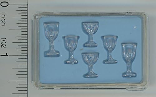 Dollhouse Miniature Chrysnbon Stemware 6 Piece Set - Clear