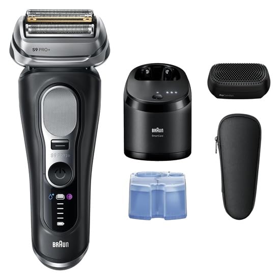 Braun Afeitadora Eléctrica Hombre Series 9 PRO+, Máquina De Afeitar Barba En Seco Y Mojado Con Tecnología 5+1, 60 Min De Uso, Centro De Limpieza, Estuche De Viaje, Cabezal ProComfort, 9690CCE, Negro