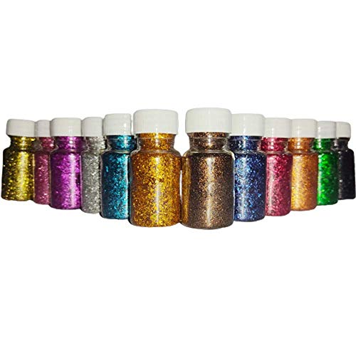 Mahadev Ji Glitter Multicolored Sparkle Glitter Powder, Glitter Dust for Art & Craft,School and DIY Projects (Pack of 12, 15 g Each)