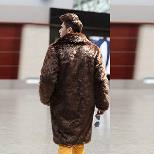 Hot Sale! minRan Men's Fashion Luxury Faux Fur Coat Jacket Winter Warm Tops Long Coats Overwear Outwear - Thumbnail 2