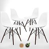 UrbanMod Mid Century Modern Style Chairs The 'Easy Assemble DSW Ergoflex Abs Plastic and 'One Wipe Wonder' Cleaning Comfortable Dining Meets 5-Star, Set of 4 (Walnut)