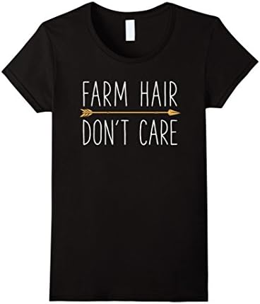 Womens Farm Hair Don't Care T Shirt Farming Farmer Farmhouse Tee Large Black