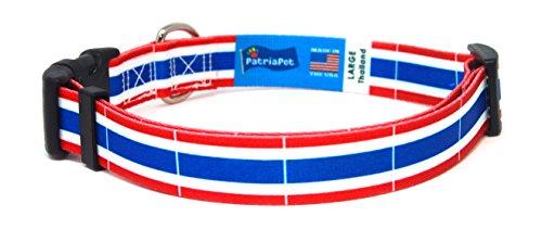 Thailand Thai Flag Dog Collar for Small, Medium, or Large Dogs by PatriaPet (Large: 16-26 in.)
