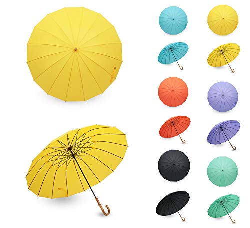 ww homes whinge stick umbrella bamboo handle (yellow)