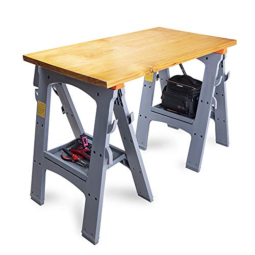 Amazon Basics Rectangular Folding Sawhorse, Collapsible, Folds Flat, 900 Pound Capacity, Set photo 11