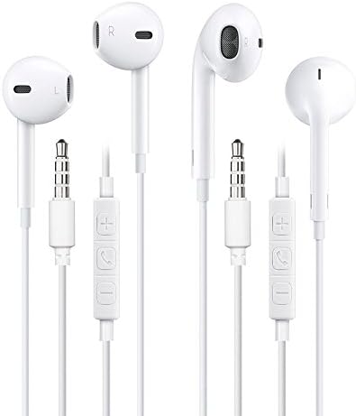 Draco (TM) 2 Pack Earbuds Earphones with Mic and Inline Remote Control for Apple iPhone iPad Samsung Galaxy and More