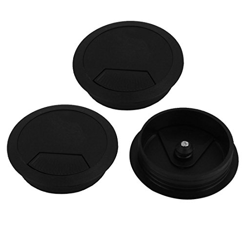 Desk 60mm Dia Grommet Cable Cord Hole Cover Black 3 Pcs