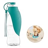 perpets Portable Dog Water Bottles,Reversible & Lightweight Travel Pet Water Dispenser with Expandable Silicone Flip-Up Leaf,Made of Food-Grade Silicone 20 OZ (Blue)