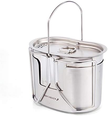 KEHAIWU Outdoor 304 Stainless Steel Army Edition Cup Lunch Box with Hanging Wood Stoves Set