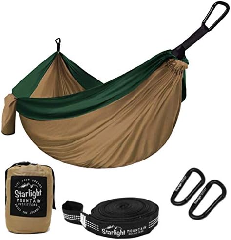 Starlight Mountain Outfitters Single/Double Hammock - Portable Lightweight Parachute Nylon with Tree Straps, Best Hammock for Backpacking, Hiking, Camping, Outdoors Travel