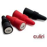 Culiri(TM) Wine Stopper - Set of 4 Silicone Wine Bottle Stopper and All Beverage Bottle Stopper. Keep Bottles Fresh and Crisp. Great Gift. (Black & Red)